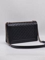 CHANEL Boy Flap Bag 28 Calfskin - Black with Silver Hardware [Series 20]