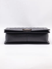 CHANEL Boy Flap Bag 28 Calfskin - Black with Silver Hardware [Series 20]