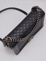 CHANEL Boy Flap Bag 28 Calfskin - Black with Silver Hardware [Series 20]