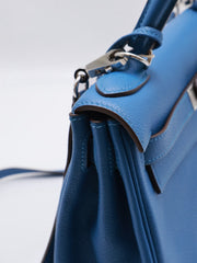 HERMES Kelly 28 - Bleu Zellige with Palladium Hardware [🄾]