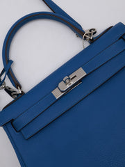 HERMES Kelly 28 - Bleu Zellige with Palladium Hardware [🄾]