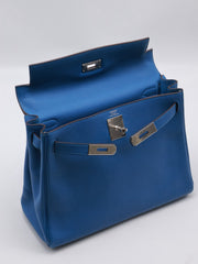 HERMES Kelly 28 - Bleu Zellige with Palladium Hardware [🄾]