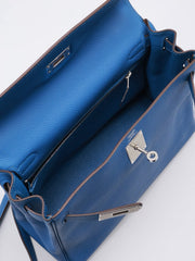 HERMES Kelly 28 - Bleu Zellige with Palladium Hardware [🄾]