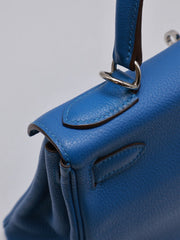 HERMES Kelly 28 - Bleu Zellige with Palladium Hardware [🄾]