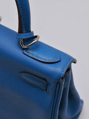 HERMES Kelly 28 - Bleu Zellige with Palladium Hardware [🄾]