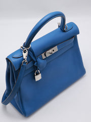 HERMES Kelly 28 - Bleu Zellige with Palladium Hardware [🄾]