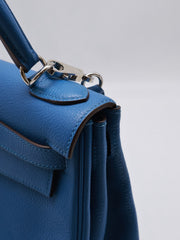HERMES Kelly 28 - Bleu Zellige with Palladium Hardware [🄾]