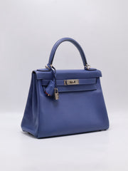 HERMES Kelly 28 - Bleu Brighton/Capucine with Palladium Hardware [C]