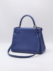 HERMES Kelly 28 - Bleu Brighton/Capucine with Palladium Hardware [C]