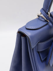 HERMES Kelly 28 - Bleu Brighton/Capucine with Palladium Hardware [C]