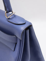 HERMES Kelly 28 - Bleu Brighton/Capucine with Palladium Hardware [C]