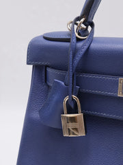 HERMES Kelly 28 - Bleu Brighton/Capucine with Palladium Hardware [C]