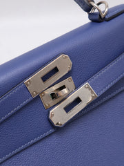 HERMES Kelly 28 - Bleu Brighton/Capucine with Palladium Hardware [C]