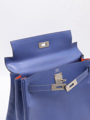 HERMES Kelly 28 - Bleu Brighton/Capucine with Palladium Hardware [C]