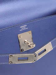 HERMES Kelly 28 - Bleu Brighton/Capucine with Palladium Hardware [C]