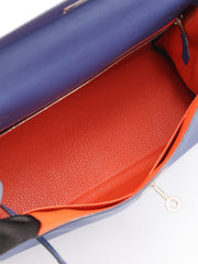 HERMES Kelly 28 - Bleu Brighton/Capucine with Palladium Hardware [C]