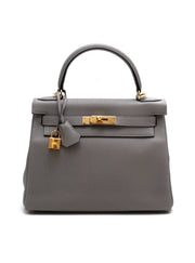 HERMES Kelly 28 -  Gris Mouette with Gold Hardware