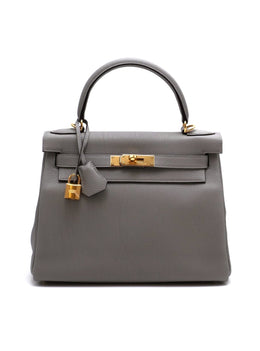 HERMES Kelly 28 -  Gris Mouette with Gold Hardware