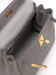 HERMES Kelly 28 -  Gris Mouette with Gold Hardware