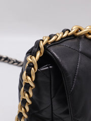 CHANEL 19 Quilted Lambskin Flap Bag 30 - Black with Gold Hardware [Series 28]