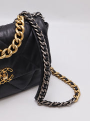 CHANEL 19 Quilted Lambskin Flap Bag 30 - Black with Gold Hardware [Series 28]