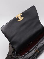 CHANEL 19 Quilted Lambskin Flap Bag 30 - Black with Gold Hardware [Series 28]