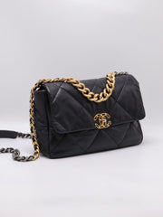 CHANEL 19 Quilted Lambskin Flap Bag 30 - Black with Gold Hardware [Series 28]