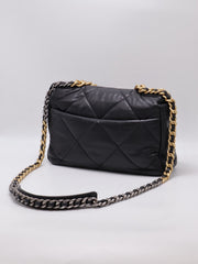 CHANEL 19 Quilted Lambskin Flap Bag 30 - Black with Gold Hardware [Series 28]