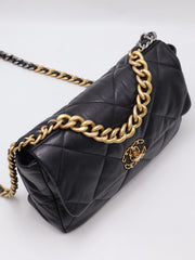 CHANEL 19 Quilted Lambskin Flap Bag 30 - Black with Gold Hardware [Series 28]