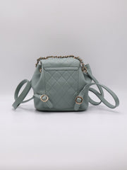 CHANEL Duma Calfskin Backpack Small - Light Green with Gold Hardware