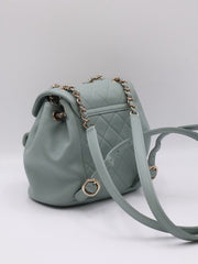 CHANEL Duma Calfskin Backpack Small - Light Green with Gold Hardware