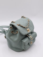 CHANEL Duma Calfskin Backpack Small - Light Green with Gold Hardware