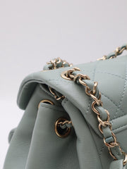 CHANEL Duma Calfskin Backpack Small - Light Green with Gold Hardware