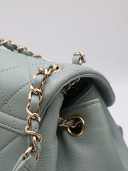 CHANEL Duma Calfskin Backpack Small - Light Green with Gold Hardware