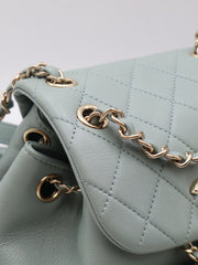 CHANEL Duma Calfskin Backpack Small - Light Green with Gold Hardware