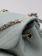 CHANEL Duma Calfskin Backpack Small - Light Green with Gold Hardware