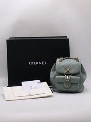 CHANEL Duma Calfskin Backpack Small - Light Green with Gold Hardware