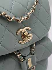 CHANEL Duma Calfskin Backpack Small - Light Green with Gold Hardware
