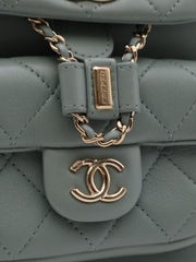 CHANEL Duma Calfskin Backpack Small - Light Green with Gold Hardware