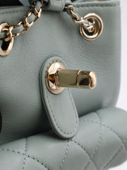 CHANEL Duma Calfskin Backpack Small - Light Green with Gold Hardware