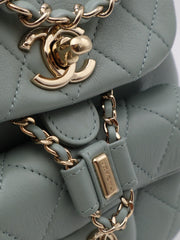 CHANEL Duma Calfskin Backpack Small - Light Green with Gold Hardware