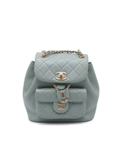 CHANEL Duma Calfskin Backpack Small - Light Green with Gold Hardware