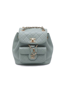 CHANEL Duma Calfskin Backpack Small - Light Green with Gold Hardware