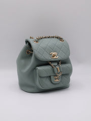 CHANEL Duma Calfskin Backpack Small - Light Green with Gold Hardware