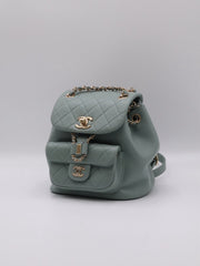 CHANEL Duma Calfskin Backpack Small - Light Green with Gold Hardware