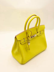 HERMES Birkin 30 - Lime with Palladium Hardware [🄽]