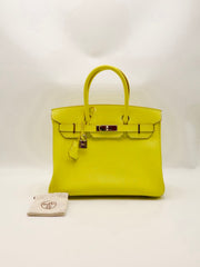 HERMES Birkin 30 - Lime with Palladium Hardware [🄽]