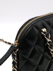 CHANEL 24B Shiny Lambskin Shell Bag - Black with Gold Hardware