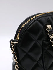 CHANEL 24B Shiny Lambskin Shell Bag - Black with Gold Hardware