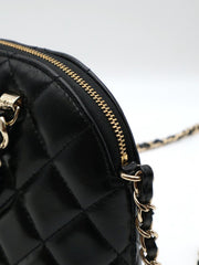 CHANEL 24B Shiny Lambskin Shell Bag - Black with Gold Hardware